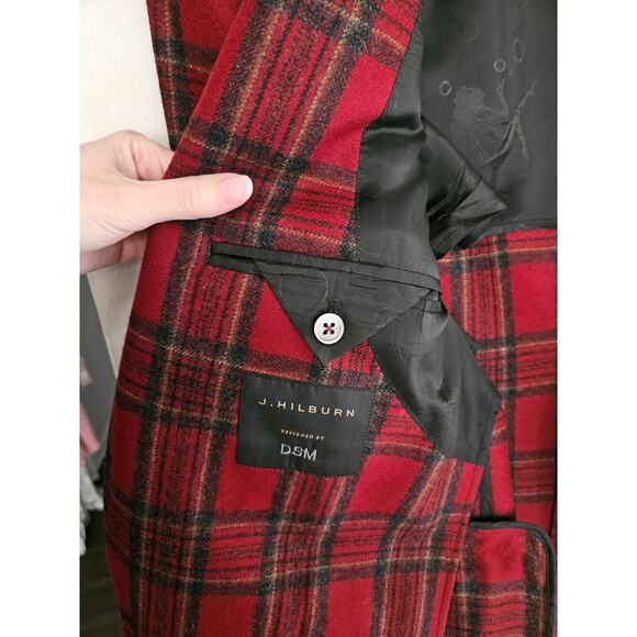 Vitale Barberis Canonico Men's Red Plaid Blazer Sports Coat Custom Size 43 - Picture 6 of 11